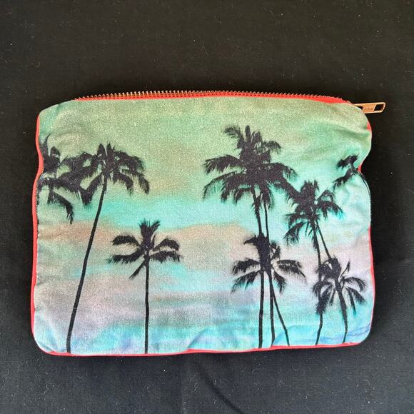 Samudra Colorful Blue Zipper Bag Pouch with Jewel, Pink Piping - Picture 7 of 7